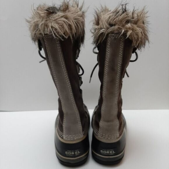 SOREL Joan of Arctic Snow Boots Suede Leather Grey & Black Sz 7 Flawed - Picture 9 of 16